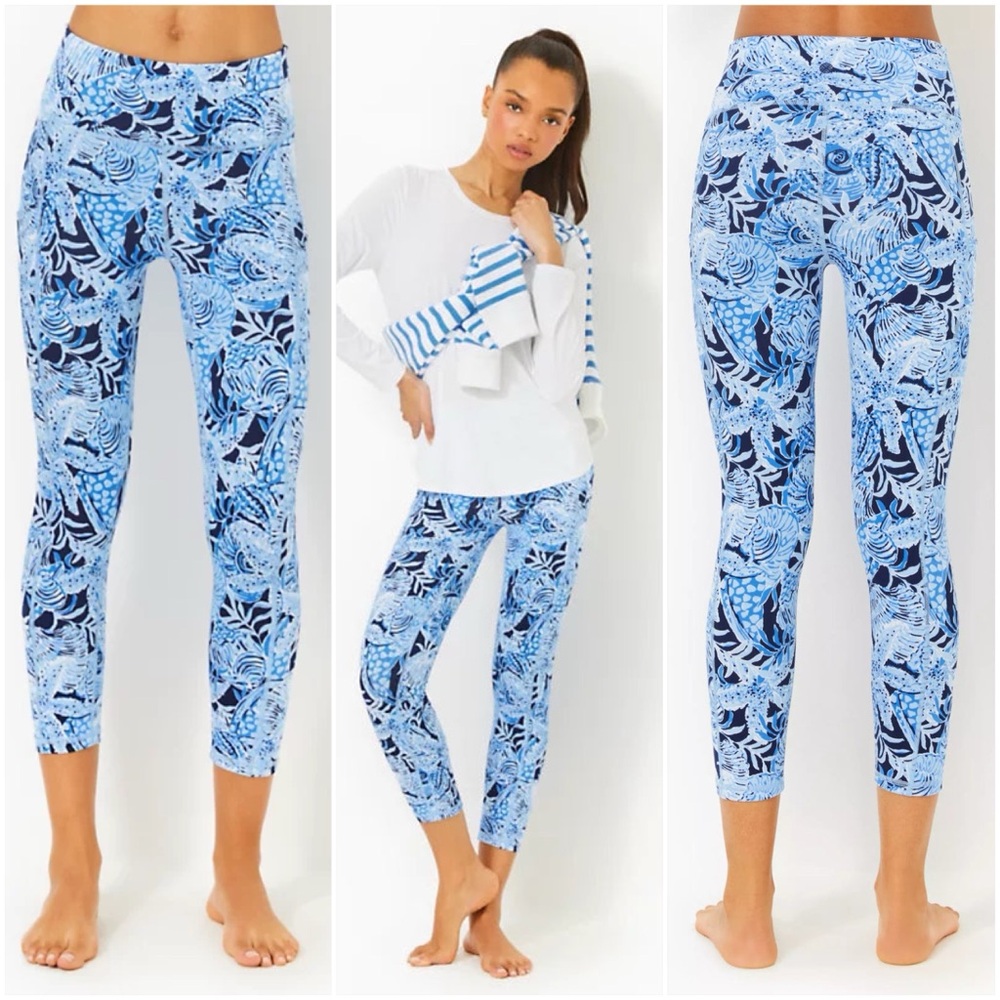 Lilly Pulitzer UPF 50+ Luxletic 24" High Rise Weekender Midi Legging! Sz L